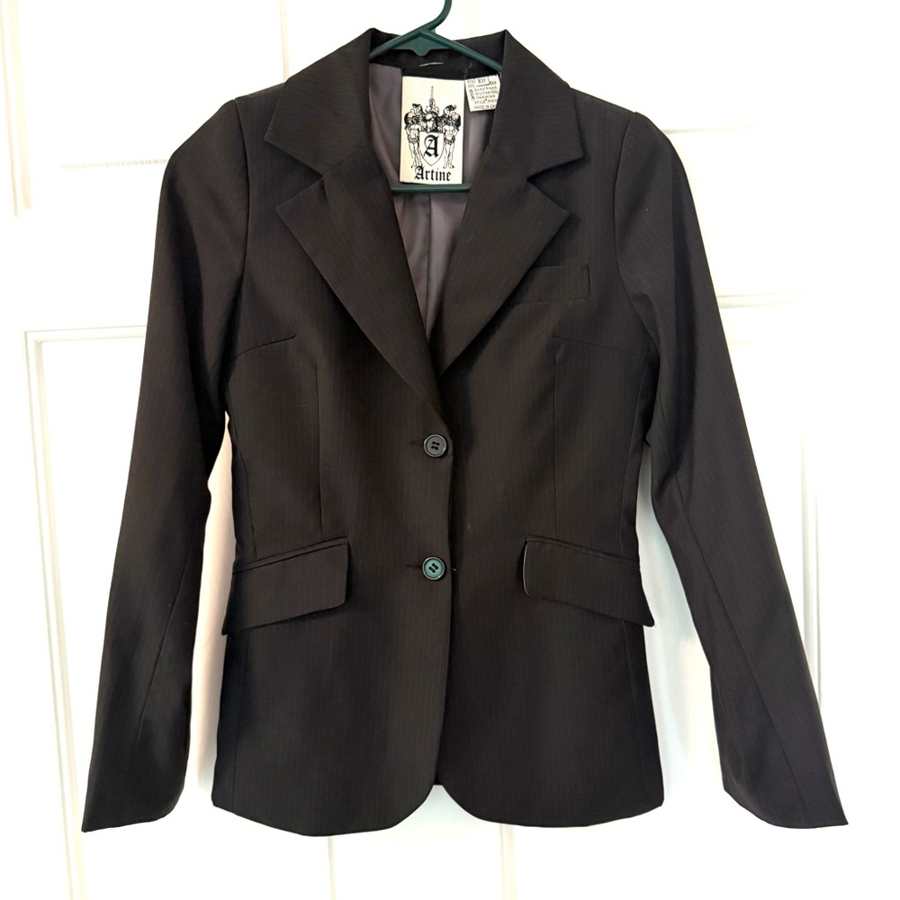 Black Artine Tailored Blazer with Notched Lapels XS